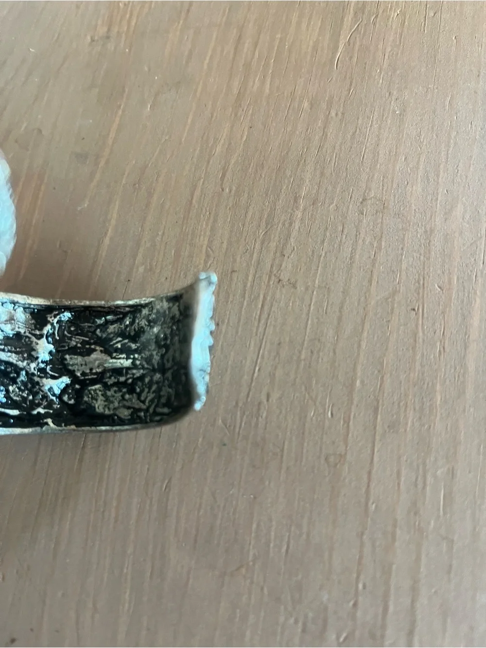 Silver faux turquoise cuff interesting  design vintage unisex